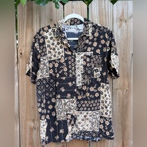 Vintage 90s D.P.S New York Floral Patchwork Patterned Button Down Blouse